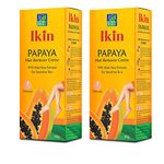 Ikin Papaya Hair Remover Cream For Sensitive Skin - Bikini Hair Removal Cream For Women & Girls (Pack of 2 (60gm X 2))