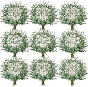 Serwalin 300 Pcs Mixed Artificial Eucalyptus Stems,Babys Breath Artificial Flowers Bulk with Artificial Fake Greenery Stems for Wedding DIY Bouquets Floral Arrangement Home Decor