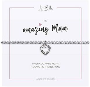 Mum Gifts Heart Bracelet - Silver Jewellery For Women. Birthday Presents For Mummy From Son or Daughter with Charm and Gift Bag From Lu Bella, Metal