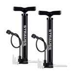 Strauss Bicycle Air Pump with Needle & Dual Valve | Portable Pump with 2 Modes, Ideal for Inflating Bicycle, Swimming Rings | Sturdy Base & Ergonomic Handle (Black)