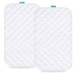 Biloban Waterproof Bassinet Mattress Pad Cover(31"x20"), 2 Pack, Ultra Soft Bamboo Surface, Quilted Bassinet Mattress Protector Fit for Fodoss Baby Bassinet, White