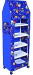 Jaffix Almirah for Clothes,Plastic Wardrobe for Clothes Multipurpose Collapsible Wardrobe for Kids Clothes/Toy/Book, Baby Cupboard for Clothes Storage in Bedroom Nursery,Cartoon with Wheels (Blue)