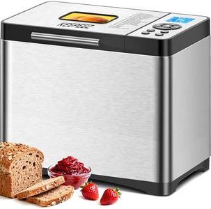 KEEPEEZ 2LB 19-in-1 Programmable Bread Maker, Stainless Steel Bread Maker Machine UK Model with Nonstick Ceramic Pan,15H Timer & 1H Keep Warm,Sourdough,Gluten Free, Recipes for UK,3 Loaf Size 3 Colors