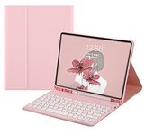 Keyboard Case for Fire HD 10 2023 (13th Generation, 2023 Release) 10.1" Keyboard Case Cute Round Key Color Keyboard Wireless Detachable BT Keyboard Cover,Pink