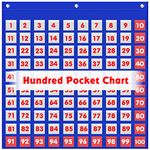 AUVCAS Hundred Pocket Chart Kids Counting Number Learning Tool for Classroom or Home,0-100 Number Cards & 9 Symbol Cards Included(100 Pockets)