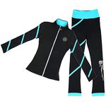 LIUHUO Figure Skating Spiral Jacket Pants Fleece Pants for Girls Black Pants for Women, SkyBlue, Medium