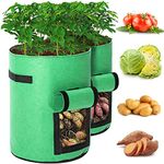 GOTGELIF 2 Pack 10 Gallon Potato Grow Bags, Potato Growing Bags Potato Planting Bag Potato Planter with Flap and Handles for Potato, Tomato, Carrot (Green)