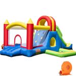 HuaKastro Bouncy Castle with Tall Slide - Large Bounce House for Big Kids, with Climbing Wall, Water Pool, Bouncy Ball Pit, Tunnel, Ring Toss Cones, Perfect for Backyard Party Easter Event