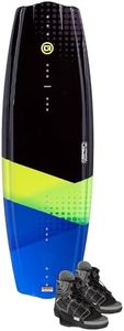 O’Brien Valhalla Wakeboard + Clutch Bindings – Feather Core Progressive Rocker Board with Molded & Removable Fins – Stable, Forgiving Ride for Beginner to Intermediate Riders