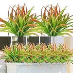 Dremisland 6Pcs Artificial Grass Plants 16in 16 Stems Outdoor Plastic Plants UV Resistant Greenery Fake Grass for Home Window Garden Patio Hanging Planter Pathway Front Porch Decor