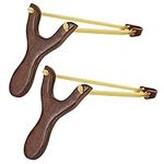 Fatiya 2Pcs Solid Wooden Slingshot with Strong Rubber Band, Outdoor Slingshot for Catapult Hunting Games, Hunting Sling Shot, Classic Construction for People of Different Ages