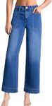 EVALESS Jeans for Women Trendy High Waisted Stretchy Wide Leg Straight Jean Denim Pants Dark Blue Size 10