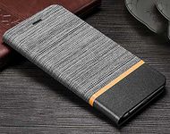 D-Kandy Official Leather Flip Wallet Case Stand with Card Holder Denim Cover for Samsung Galaxy Grand Prime & Grand Prime 4G - Grey & Black