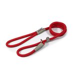 Ancol Viva Reflective Rope And Real Leather Slip Lead. 120X 1Cm. Red