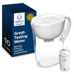 Brita 10 Cup Filter Pitcher with Smart Light Indicator, Reduces Chlorine taste and odour from Tap Water, Filters 151 Litres, Huron, White