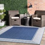 nuLOOM Asha Simple Border Indoor/Outdoor Area Rug - 5x8 Indoor/Outdoor Area Rug Casual Navy/Ivory Rugs for Living Room Patio Deck Front Porch Kitchen