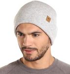 Winter Beanie Knit Hats for Men & Women - Merino Wool Ribbed Cap - Warm & Soft Stylish Toboggan Skull Caps for Cold Weather Light Gray