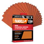 Fandeli | Wood Sanding Paper | 220 Grit | 25 Sheets of 23 x 28 cm | Sanding Wood by Hand | Ideal for Orbital Sander