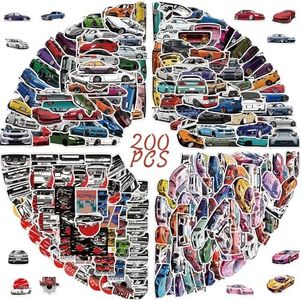 200PCS JDM Retrofit Racing Car Stickers for Water Bottles Laptop Motorcycle Computer Guitar Skateboard Graffiti Decals for Kids Teens Girls Adults Gifts