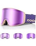 Odoland Photochromic Ski Goggles for Sunny and Cloudy Days, Anti-Fog OTG UV400 Protection Cylinder Snowboard Goggles for Adult Men Women Youth, Helmet Compatible for Skiing Snowboard EA