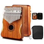 Kalimba Thumb Piano 17 Keys with Mahogany Wood,Mbira,Finger Piano Builts-in Waterproof Protective Box, Easy to Learn Portable Musical Instrument,Gift for Kids Adult Beginners