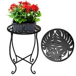 BNGGOGO 15'' Tall Plant Stand for Flower Pot, 10-inch Round Metal Plant Stand Indoor, Decorative Black Flower Pot Stand Plant Table, Rustproof Potted Holder Outdoor Plant Stands for Home Garden 1 Pcs