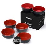 MIAMIO - 6 x 600 ml Stoneware Bowl Set Outside Black Inside Colorful - Le Papillon Collection (Red)