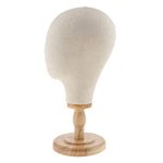 SaniMomo Canvas Block Head Mannequin Head Wig Display Styling Head With Plastic Wooden And Mount Hole, Great Wig/Hat/Glasses Holder