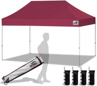 Eurmax USA 10'x15' Ez Pop Up Canopy Tent Commercial Instant Canopies with Heavy Duty Roller Bag,Bonus 4 Sand Weights Bags (Burgundy)