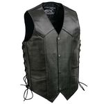 Event Leather EL5315 Black Motorcycle Leather Vest for Men w/Side Lace- Riding Club Adult Motorcycle Vests - 2X-Large