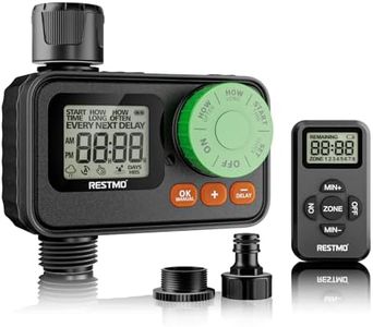 RESTMO RF Remote Controlled Water Timer, Garden Hose Timer with Automatic/Manual/Rain Delay System for Outdoor Tap, Drip Irrigation and Lawn Watering