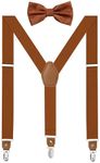 habibee Suspender and Bow Tie Set for Men Adjustable Braces with Y Back, Diverse Colors, Strong Clips (1, Dust Brown with Leather)