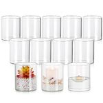 Glasseam Glass Hurricane Candle Holder Set of 12, Cylinder Pillar Candle Holders for Table, Modern Floating Candle Decorations, Clear Glass Cylinder Vase for Centerpieces Wedding Dining Table, 4inch