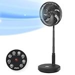 Air Pro 13" Pedestal Fan With Remote Control - Oscillating & Portable Foldable Fan - Height Adjustable Cooling Fan - LED Display - 12 Speed Turbo - Quiet Air Circulation for Bedroom, Homes & Office