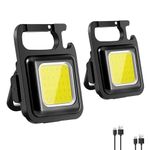 YiYFiT 2 Pack Mini Portable Light, Small Rechargeable Light 800 Lumen COB Mini Flashlight with 4 Light Modes Work Light, Waterproof Keyring Torch Led Light for Indoor and Outdoor Camping Fishing etc