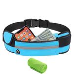 Running Belt Bumbag Fanny Pouch Pack Waterproof Flip Fitness Travel Waist Bum Bag with Dual Pocket Fits All Money Key Mobile Phone Holder for Men Women Runners Gym Yoga Hiking Dog Walking Travelling