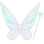 Goenb Fairy Wings,Fairy Wings for Adults Women Girls Sparkling Fairy Wings with Wand for Halloween Party Cosplay Costume