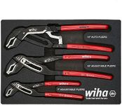 Wiha 34690 3 Piece Classic Grip V-Jaw Tongue and Groove Pliers Tray Set