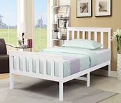 Cosmo Buy Pine Wooden Bed Frame Wooden durable Bed Solid Pinewood Bed Frame Comfortable Pine Single Bed Frames of Bedroom Furniture for Teenagers Adults Kids (Single (3FT) L 198, W 98, H 82), White