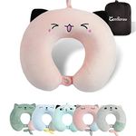 Gentlepaw Travel Pillow - Memory Foam Neck Support Pillow for Adults, Kids, Children, U-Shape Pillow for for Camping, Sleeping (Pink2)