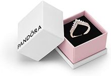 Pandora Timeless Women's 14k Rose Gold-Plated Princess Sparkling Cubic Zirconia Wishbone Ring, Size 54, With Gift Box