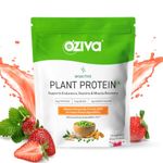 OZiva Bioactive Plant Protein (Strawberry) | 25g Protein,5.5 BCAA| Pea Isolate| Plant based Protein Powder for Women & Men | Essential Amino Acids| Vegan Protein supplement, Clean, Sugar free, 1kg