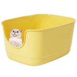 Gefryco Jumbo Cat Litter Box with High Sides, Extra Large Litter Box for Muti Cats, Open Big Cat Litter Box Anti-Splashing, High Wall Litter Boxes for Medium and Large Cats, Tool-Free Assembly(Yellow)