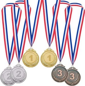 WEZCHUGHAOL Winner Medals,6 Pcs 2 Inch Gold Medals Silver Medals and Bronze Medals with Ribbon Necklace for Children Party,Birthday Present,Office Games and School Sport