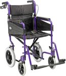 Days Lightweight Wheelchair for Adults, Escape Folding Wheelchairs, Compact Wheel Chair with Adjustable Footrests, Attendant Propelled, Padded Seat - Narrow, Purple