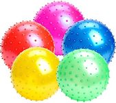 teytoy 8.6 Inch 5 Pack Sensory Balls with Pump Inflatable Knobby Balls Bouncy Spicky Massage Balls for Toddlers Sports Playground Soft Tactile Indoor Outdoor Toss Roll Entertained Balls Backyard Games