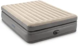 Intex Dura Beam Plus Prime Comfort Fiber-Tech Elevated Technology Home Air Mattress Bed with Electric Built-in Pump, Queen