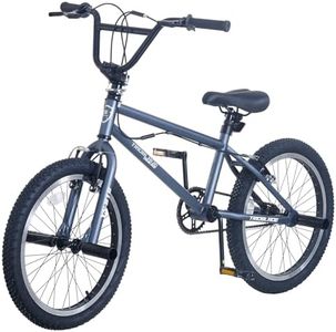 BSTSEL 20 inch Freestyle BMX Bike Kids Bicycle for Boys and Girls for 6-13 Years Old Kids and Beginner Level Riders 4 Pegs 360 Degree Rotating Handlebar (Grey)