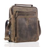 Goatter Men's Genuine Leather 11.5" Inch Messenger Bags, Dark Brown