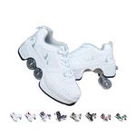 CHSSIH Roller Skates for Women Outdoor, Parkour Shoes With Wheels, Retractable Quad Skates for Adults/Kids, Unisex Recreation Sneakers, White-6.5US